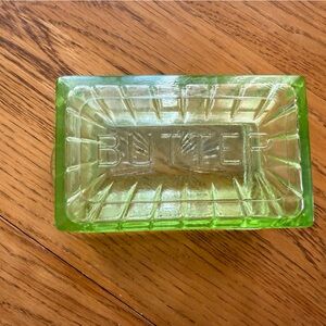 Green Glass Soap Dish